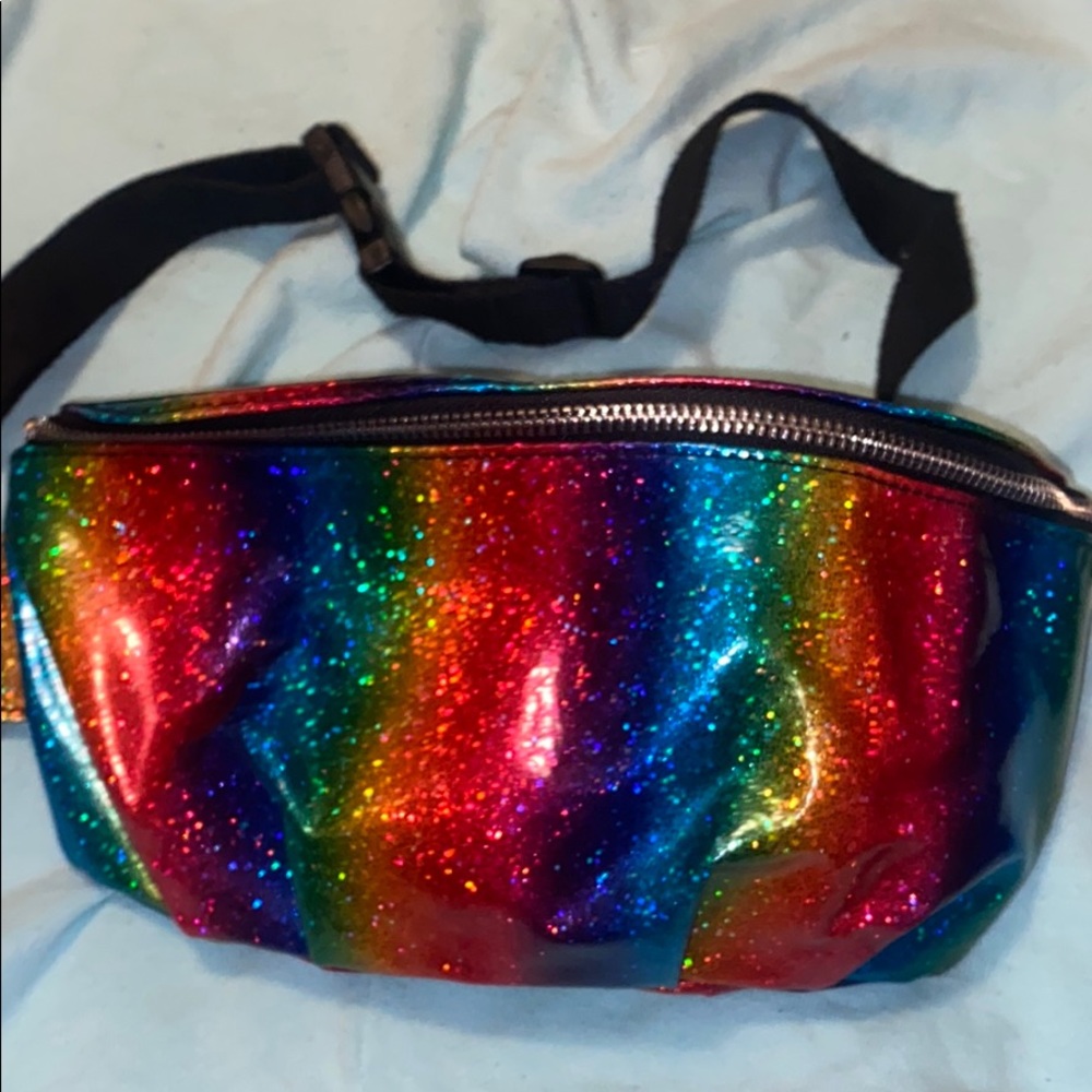 Rainbow glittery fanny pack
